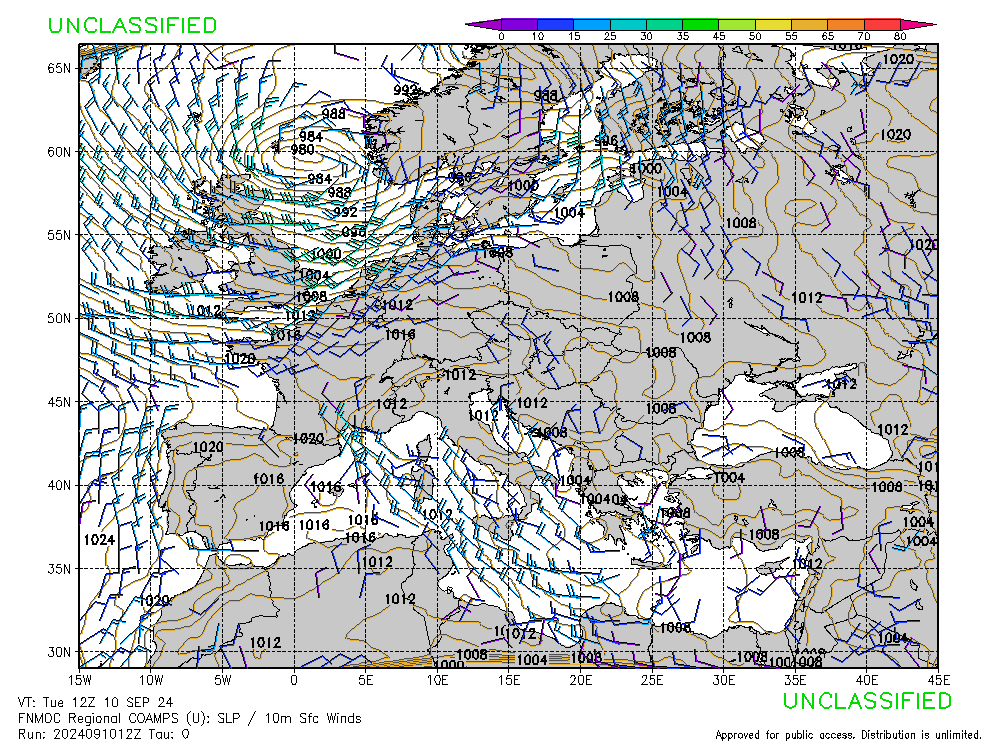 FNMOC mapa isobaras 0 horas