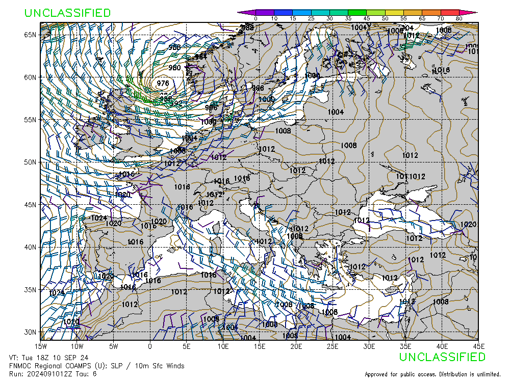 FNMOC mapa isobaras 6 horas