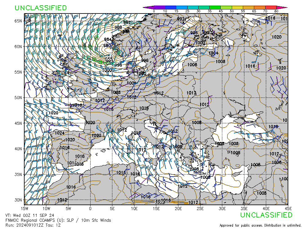 FNMOC mapa isobaras 12 horas