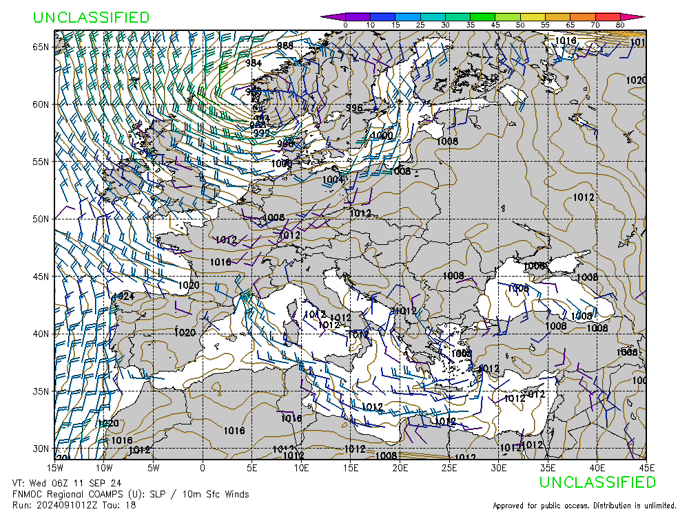 FNMOC mapa isobaras 18 horas