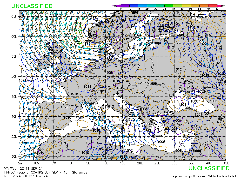 FNMOC mapa isobaras 24 horas