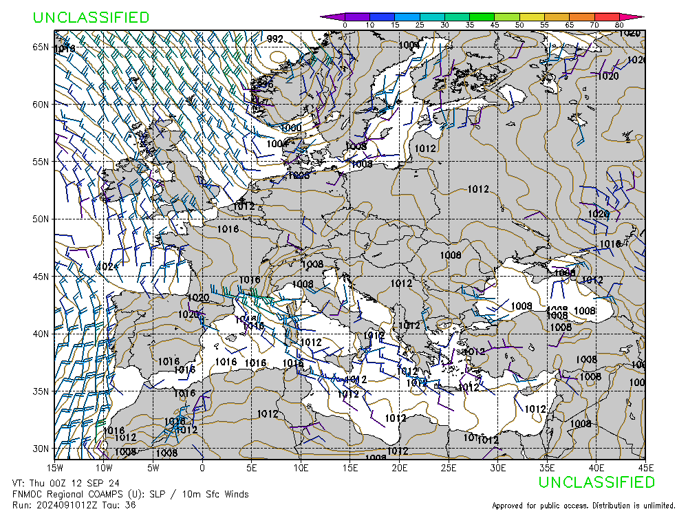 FNMOC mapa isobaras 36 horas