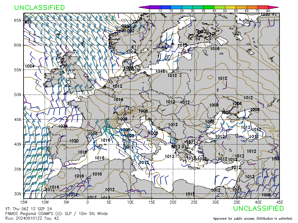 FNMOC mapa isobaras 42 horas