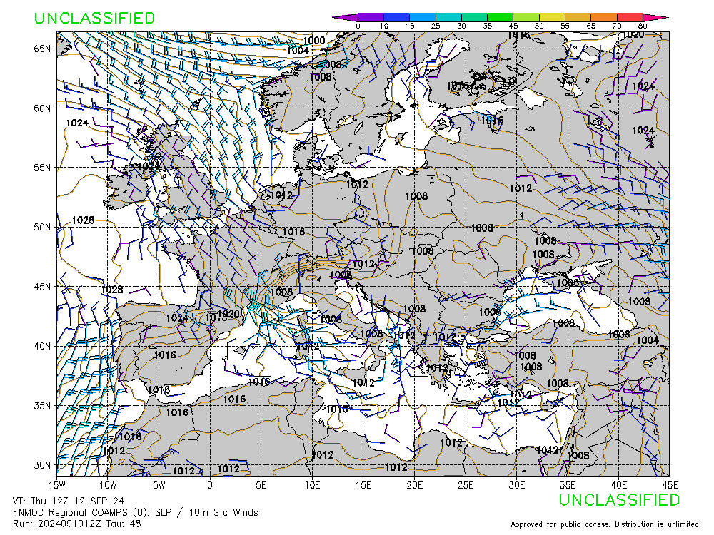 FNMOC mapa isobaras 48 horas