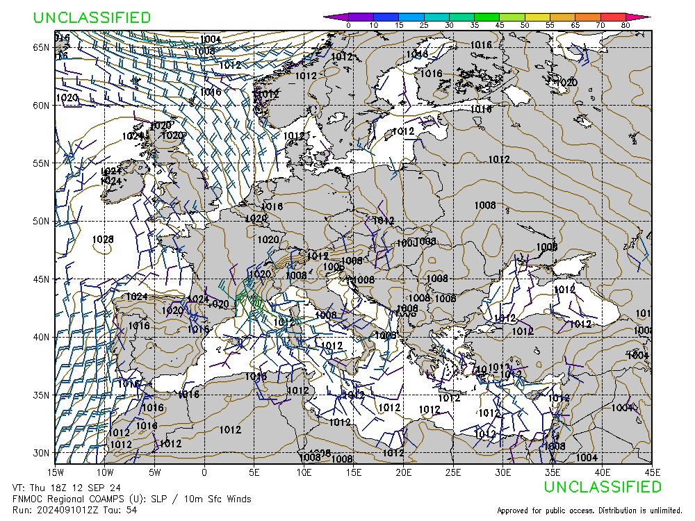 FNMOC mapa isobaras 54 horas