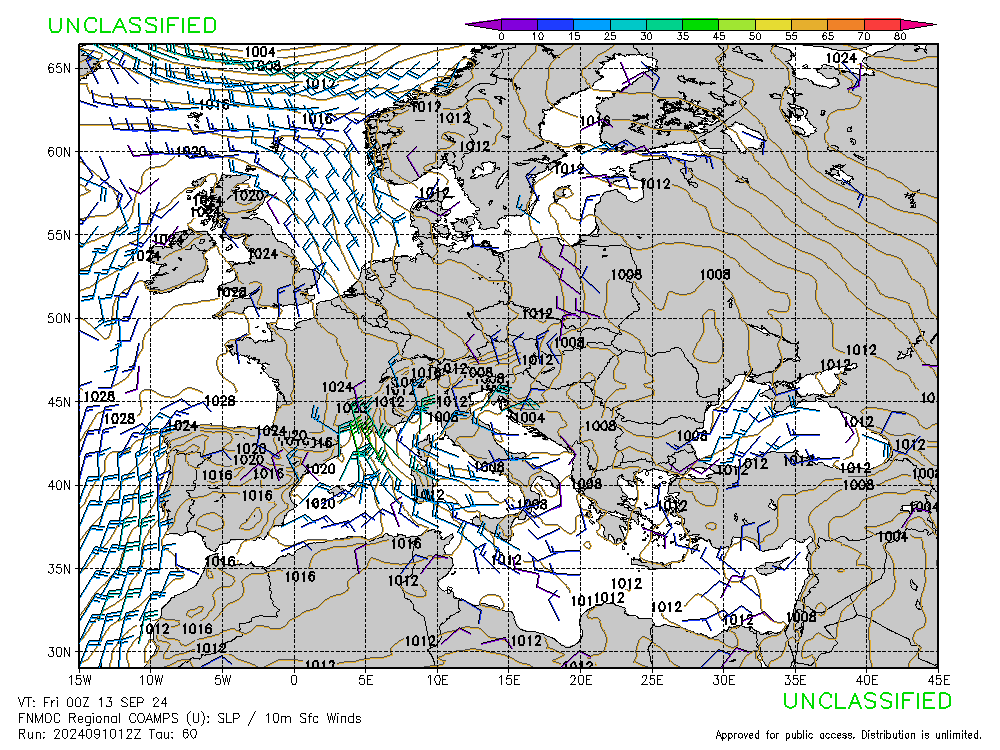 FNMOC mapa isobaras 60 horas