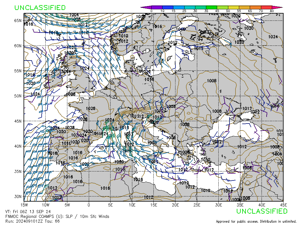 FNMOC mapa isobaras 66 horas