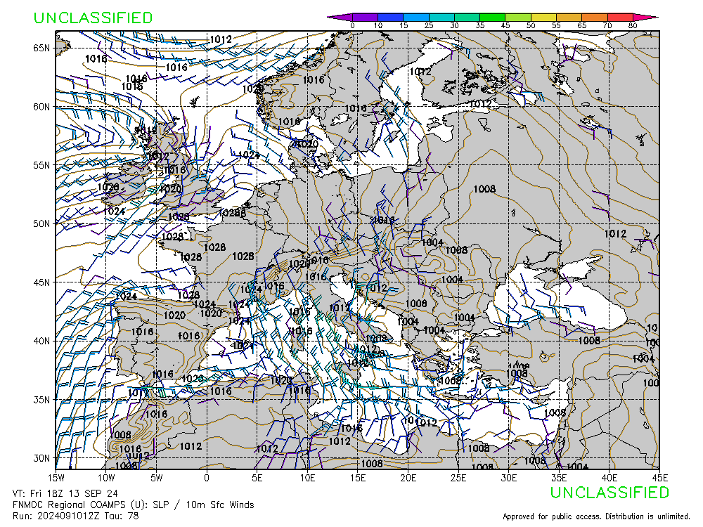 FNMOC mapa isobaras 78 horas