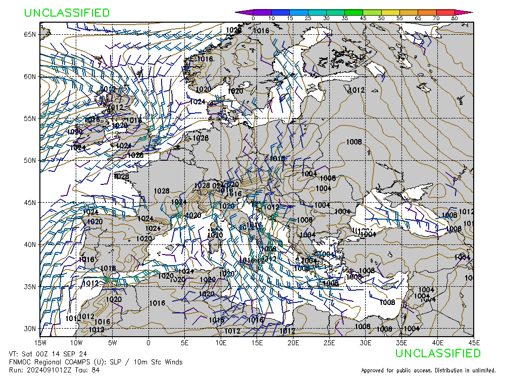 FNMOC mapa isobaras 84 horas