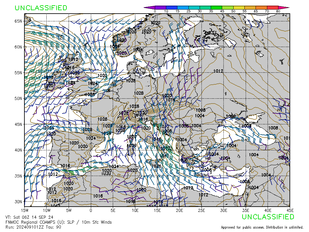 FNMOC mapa isobaras 90 horas