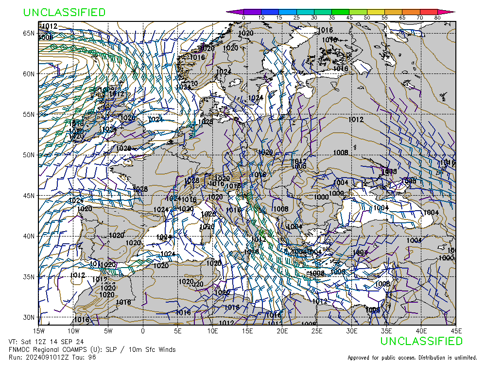 FNMOC mapa isobaras 96 horas