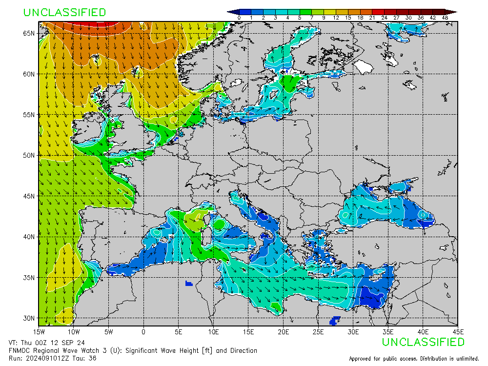 FNMOC mapa isobaras 36 horas